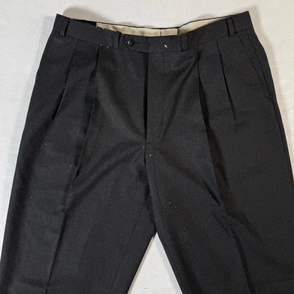 Lauren Ralph Lauren Pleated Wool Dress Pants‎ Trousers Mens 38x30 Charcoal Gray